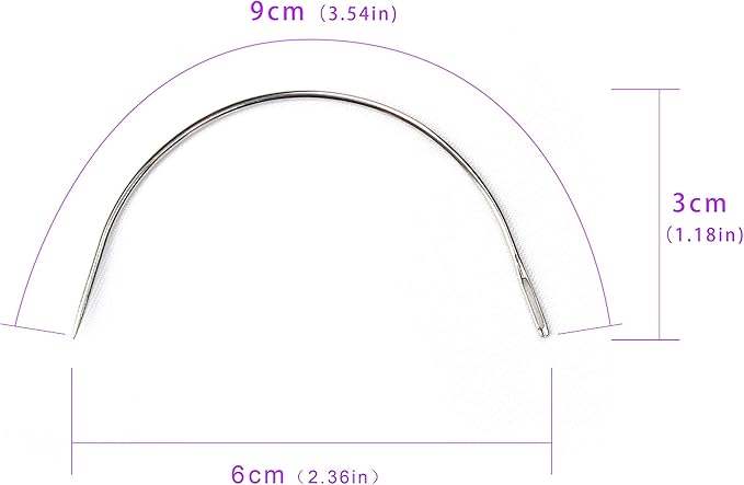 Ryalan Weaving Needle Combo: 10pcs Needle Set (C Shape, J I) & 3 Threads for Wig Sewing & Hair Weft Extension