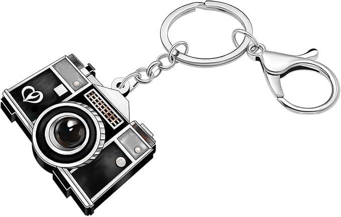 Acrylic Camera Keychain 70s 80s Accessories Nostalgia Photography Gifts for Photographer Women Girls Kids Purse Charms