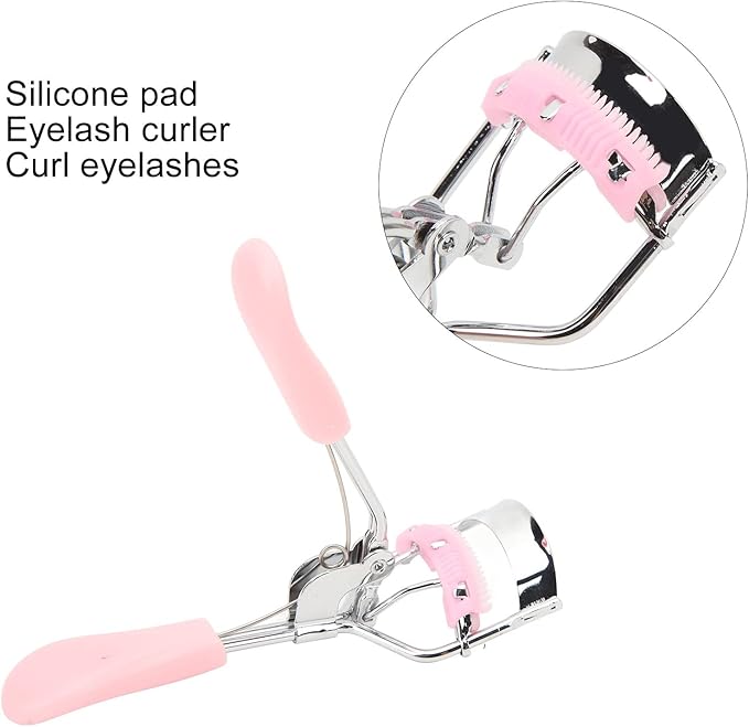 Professional Eyelash Eyebrow Makeup Tool Set Double Ended Lash Comb Brush Curler Tweezers Kit for Home Beauty Salon Pink Stainless Steel ABS Nylon 5 Pieces