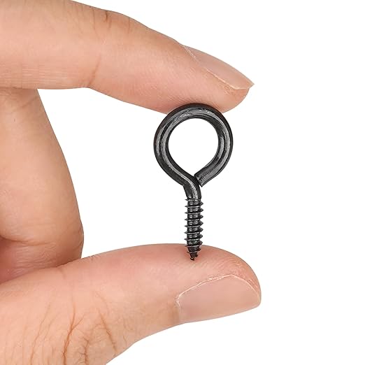 Aovchei Eye Screws, 150PCS 1 Inches Heavy Duty Metal Screw Hooks, Self Tapping Eye Bolts, Indoor & Outdoor for Hanging Artwork, Black