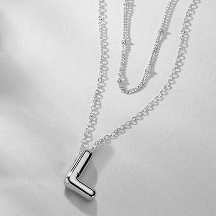 PANSHI Gold Initial Necklaces Gifts for Teen Girls Women Girlfriend Teen Girl Gifts Trendy Stuff Layered Bubble Letter Necklace Gold Jewelry Birthday Gift