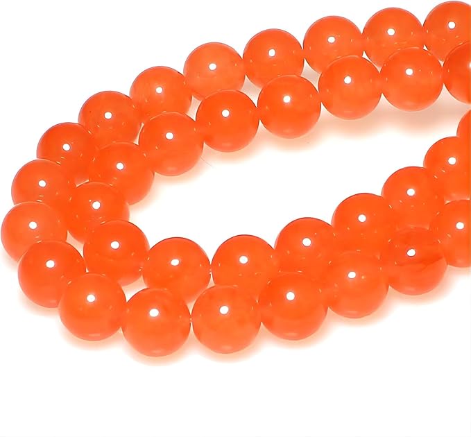 MJDCB Stone Beads 4mm 85pcs Round Orange Red Jade Loose Gemstone Bead Charms for Jewelry Making Bracelet Necklace Earring Pendant