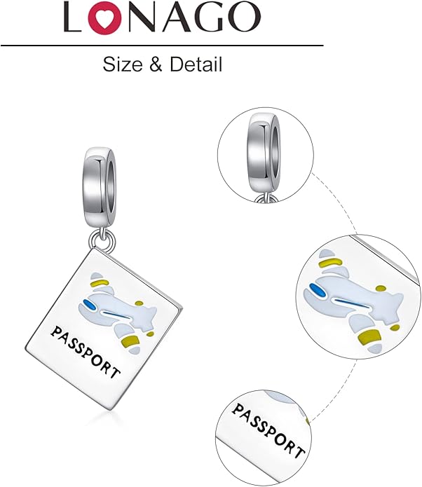 LONAGO 925 Sterling Silver Personalized Photo Charm Fit Snake Bracelet Necklace Customized Image Picture Bead for Women