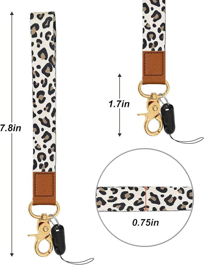 Cool Leopard Wristlet Keychain, Wrist Lanyard Key Chain For Women Men Car Keys Id Holder Card Phone Wallet Camera