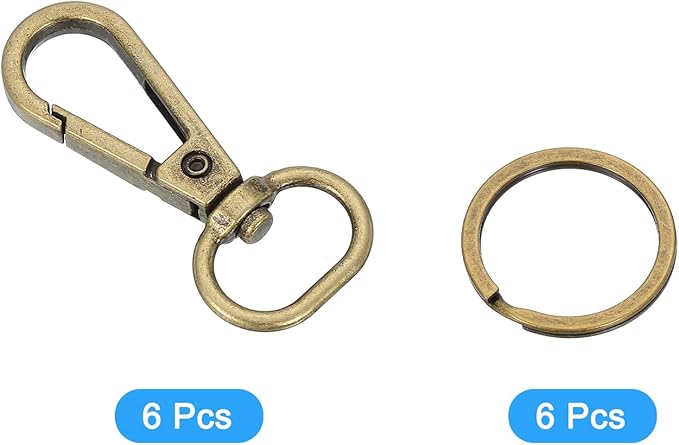 uxcell 12 Pcs Swivel Clasp Hook, 0.59" Purse Snap Clasps Detachable for Bag, Bronze