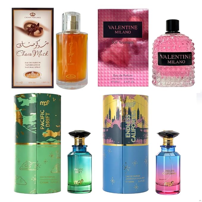 AFLUXE Women’s Perfume Set 4PCS Eau de Parfum for Women Long Lasting Womens Perfume Collection Combo Perfume H AF-Choco Musk/AF-Milano Women/AF-Endless California/AF-Pacific Drift