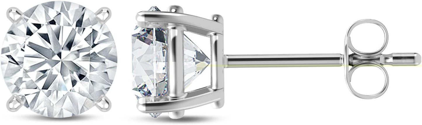 Eternaldia 925 Sterling Silver with Cubic Zirconia Solitaire Stud Earrings for Womens Screw Back Post With Secure Fit