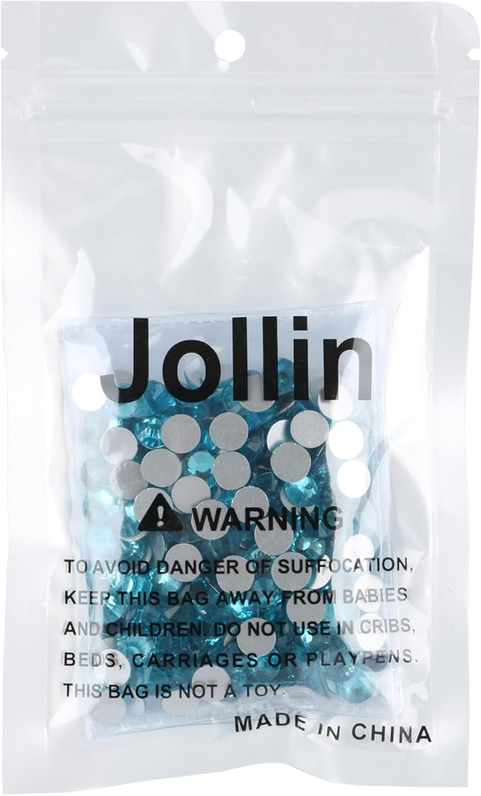 Jollin Glue Fix Crystal Flatback Rhinestones Glass Diamantes Gems for Crafting Nail Art Crafts Decorations Clothes Shoes 7.2mm (ss34 288pcs, Aquamarine)