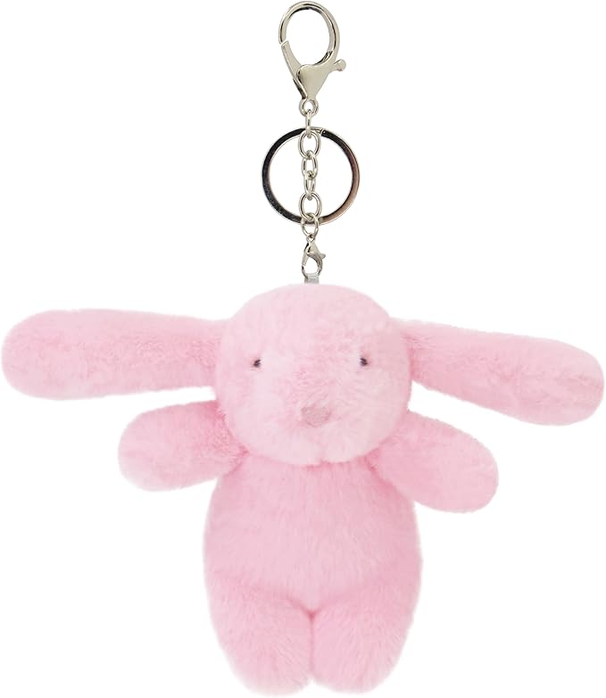 Cute 3.5" Bunny Bag Charm, Fluffy Rabbit Plush Keychain Purse Decoration, Great Gift for Women Girls