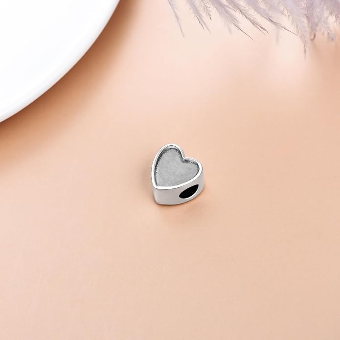 LONAGO 925 Sterling Silver Personalized Photo Charm Fit Compatible for Bracelet Necklace Customized Heart Round Shape Picture Bead