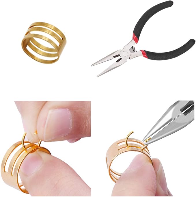EuTengHao 1504Pcs Gold Open Jump Ring and Lobster Clasps Kit - Jewelry Making Repair Supplies with Pliers and Tweezers
