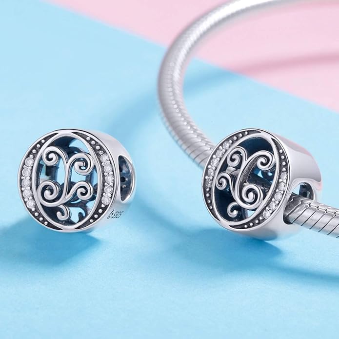 925 Sterling Silver Letter Charms for Pandora Bracelets Alphabet Initial Charms Beads Birthday Christmas Jewelry Gift for Women