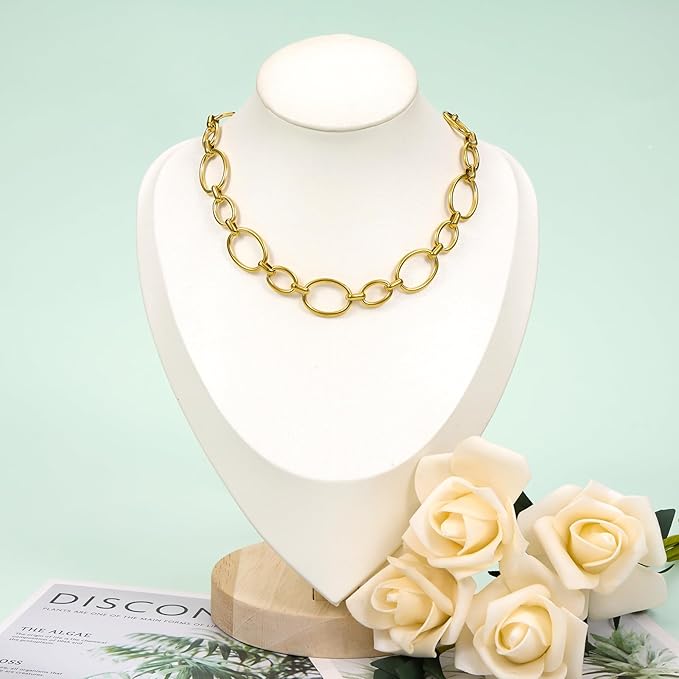 UMAOKANG 2 Meters Stainless Steel Oval Chain on Spool Gold Plated Chains for Jewelry Making Men and Women Chain Necklace DIY
