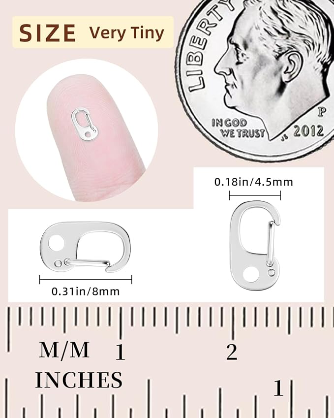 10Pcs Oval Clasp Carabiner Necklace Clasps and Closures Spring Ring Pearl Necklace Enhancer Connector for Jewelry Finding Necklace Bracelet Making
