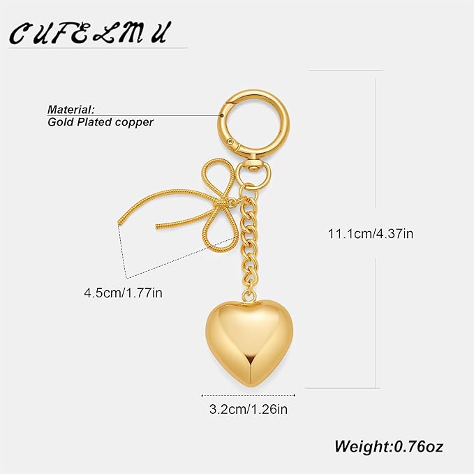 Heart KeyChain for Women Bagchain Gold Silver Fashion Keychains Accessories