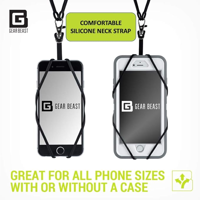 Gear Beast Cell Phone Lanyard - Universal Neck Phone Holder w/Card Pocket and Silicone Neck Strap - Compatible with Most Smartphones, Light Pink