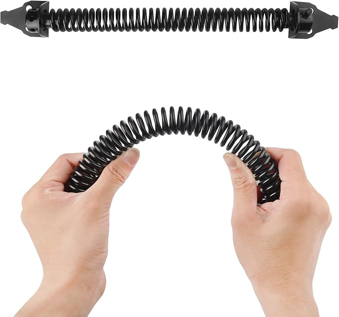 2 Pack 14 Inch Heavy Duty Self Closing Fence Gate Spring, Adjustable Automatic Gate Closure Hardware for Outdoor Wooden Gate and Vinyl Fence, Carbon Steel with Black Powder Coating, by GENHAKON