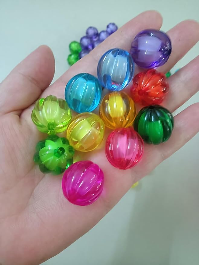 Color Transparent Pumpkin Beads, Acrylic Beads, Used for Making Necklaces, Bracelets, Key Chains and Mobile Phone Pendants for Pen Bags and Jewelry.skrnrhrery (16mm0.63 in120 PCS)