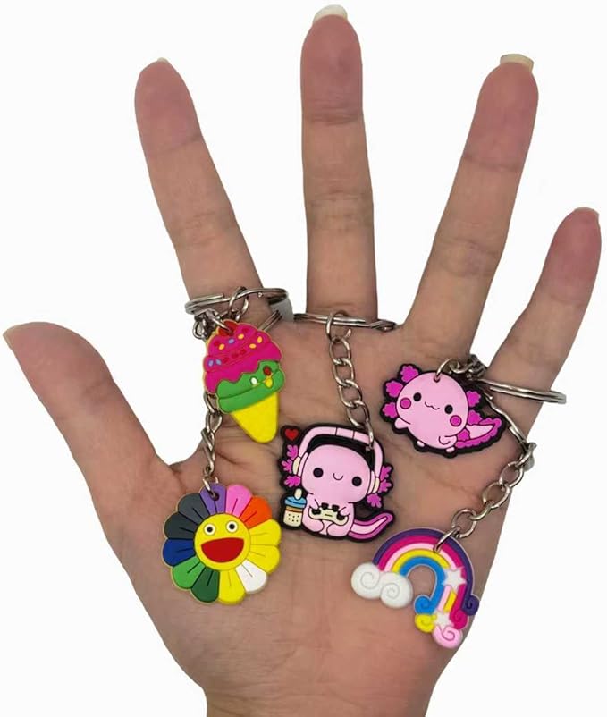 Ella & Emma 30/50/100 Bulk Different Keychains, Mixed Non-Repeat Cute Key Chain for Classroom Prizes Students Incentives Holiday Gifts Party Favors (50pcs Mixed)