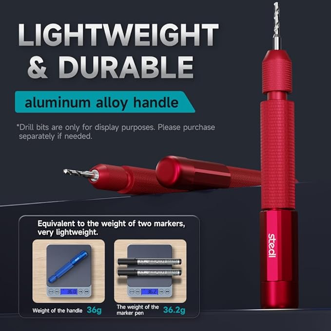 stedi Manual Pin Vise Hand Drill, Model Hobby Making Tools, Ultra-Precision Double Bearings Hand Drill for Gundam, Miniature Military Model, 3D Resin Parts, Red