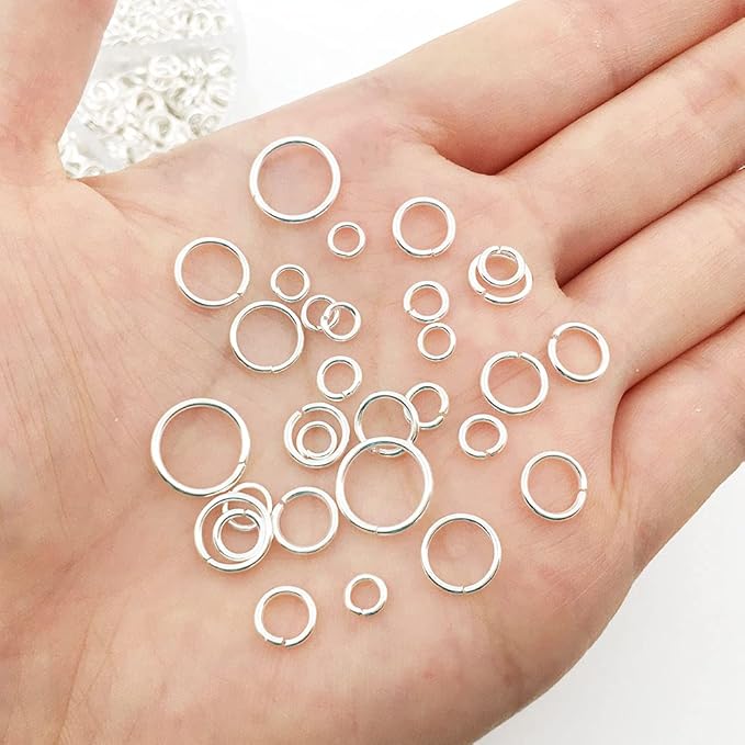 1500Pcs Mixed 6 Sizes Open Jump Rings,4mm 5mm 6mm 7mm 8mm 10mm Jump Ring Jewelry Keychain for Jewelry Making Accessories with 1Pcs Jump Ring Open/Close Tool and 1Pcs Storage Box (Silver)