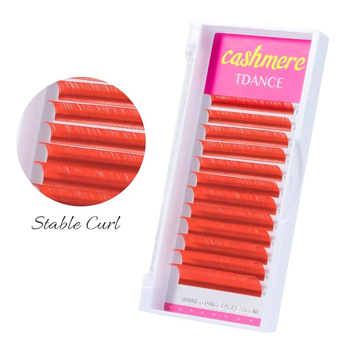 TDANCE Colored Lash Extensions Classic Lash Extension Red Lash Extensions 0.07mm C/D Curl Premium Silk Individual Lashes Salon Use (Red,D-0.07,8-15mm)
