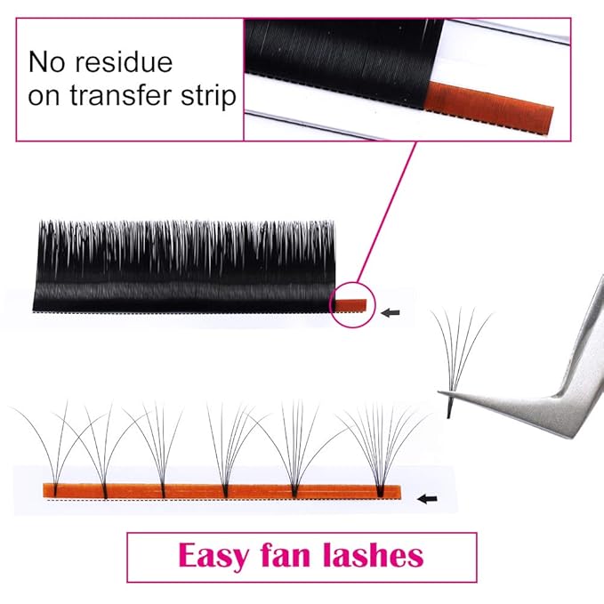 Mega Volume Lash Extensions 0.03-0.10mm C D CC DD L Curl 8-30mm Length Easy Fan Volume Lashes Self Fanning Eyelash Extensions 2D-20D (0.03-CC, 11-19mm Mix)