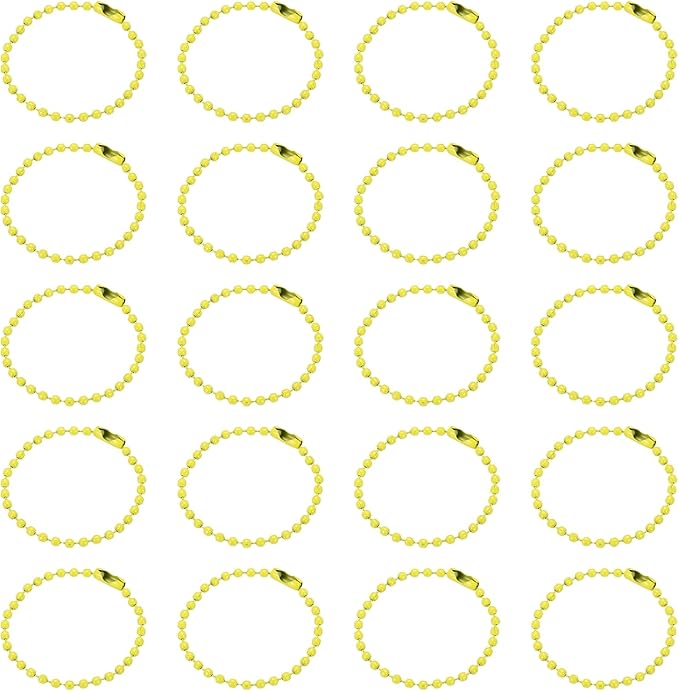 MECCANIXITY 30Pcs 5 Inch Ball Bead Chain, Metal Ball Chain with Connectors for Keychain Hanging Ornament Tag Jewelry Necklace Christmas Decoration,Yellow