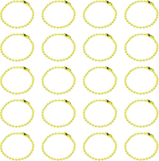 MECCANIXITY 30Pcs 5 Inch Ball Bead Chain, Metal Ball Chain with Connectors for Keychain Hanging Ornament Tag Jewelry Necklace Christmas Decoration,Yellow