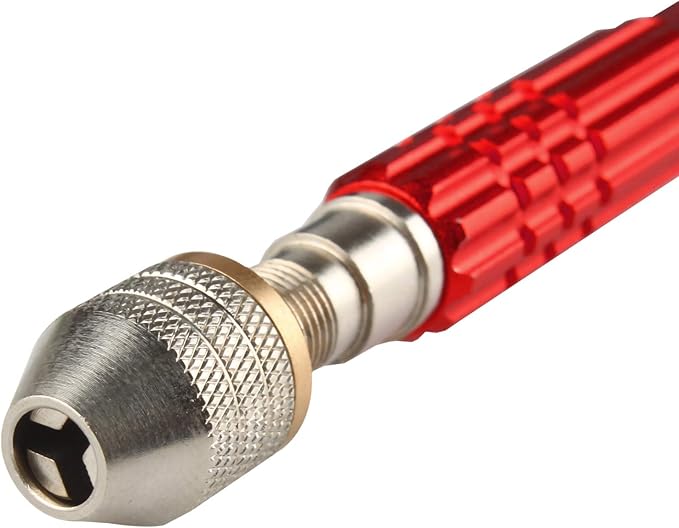 Larcele Precision Pin Vise Hand Drill, Keyless Mini Adaptor Chuck, 3 Jaw Chuck, for Micro Drill Bits 0" to 1/8" SDZKQ-02 (Red)