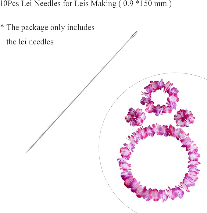 10Pcs Lei Needle for Leis Making, 5.9 Inch Large Eye Sewing Beading Needle for Art Craft Long Lei Needle to Make Hawaiian Flower Lei for Graduation Wedding Birthday Party, Dia 0.9mm, LXLVOUEG