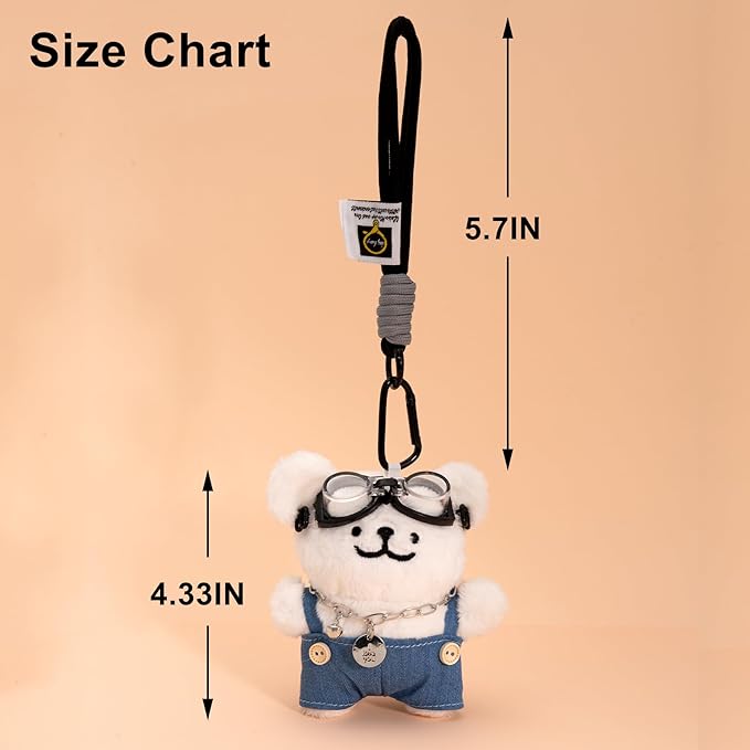 YOU WIZV Cute Dog Plush Keychain for Women - Kawaii Stuffed Animal Charm for Purse, Backpack & Bag Accessories