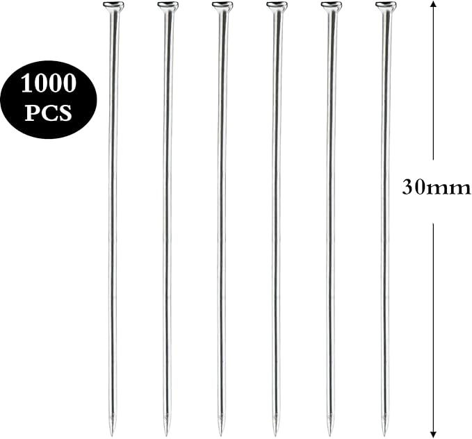 1000 PCS Straight Pins 1.18 Inch Stainless Steel Flat Head Sewing Pins for Crafts, Fine Satin Dressmaker Pins for Jewelry Making, DIY, Fabric, Quilting(1.18 Inch)
