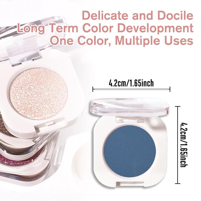 Single Matte Eye Shadow Palette Makeup, Blue Matte Eyeshadow for Women Halloween Birthday Party Wear, Monochrome Eye Shadow Makeup, Pigmented Waterproof Sombras Para Ojos, 34
