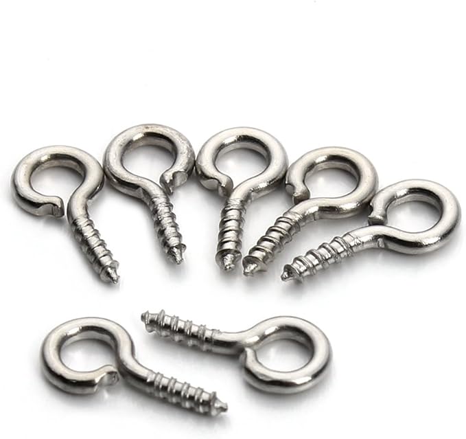 Metal Screw Eye Pins Hooks 4X10mm Heavy Duty Screw Eye Pins for DIY Jewelry Making Rhodium Plated Eye Bolt Arts & Crafts Project 200 Pcs/lot