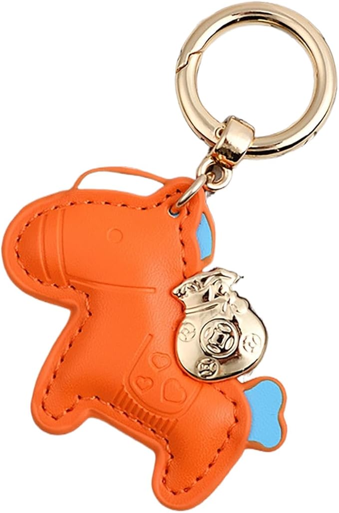 Lucky Pony Keychain Bag Charm, Elegant Leather Horse Accessories Cute Keychains for Women Gift