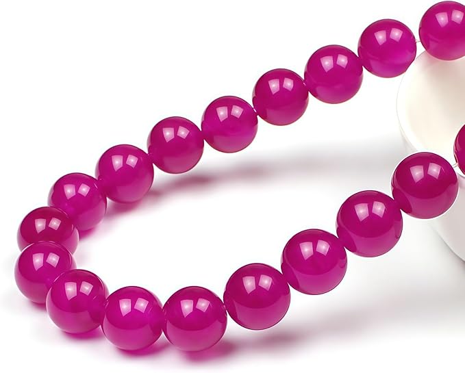 MJDCB Natural Rose Red Jade Round Loose Beads for Jewelry Making DIY Bracelet Necklac (6mm)