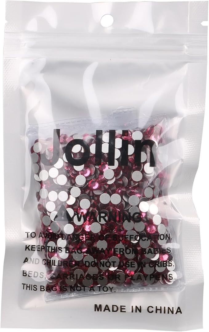 Jollin Glue Fix Crystal Flatback Rhinestones Glass Diamantes Gems for Nail Art Crafts Decorations Clothes Shoes(ss20 1440pcs, Rose)