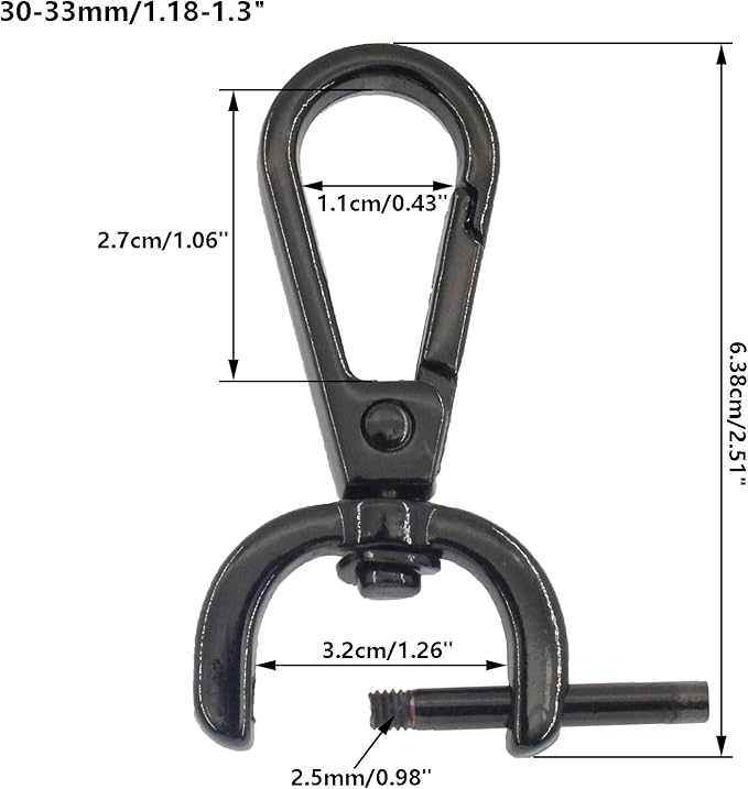 4 PCS Swivel Clasp Hooks,SAFYY Detachable Snap Hook W/Screw Bar Heavy Duty,1.25 Inches D Ring Swivel Lobster Claw Clasp with Screwdriver for Lanyard Bag Leather Craft Purse Hardware DIY Bag-Gunmetal