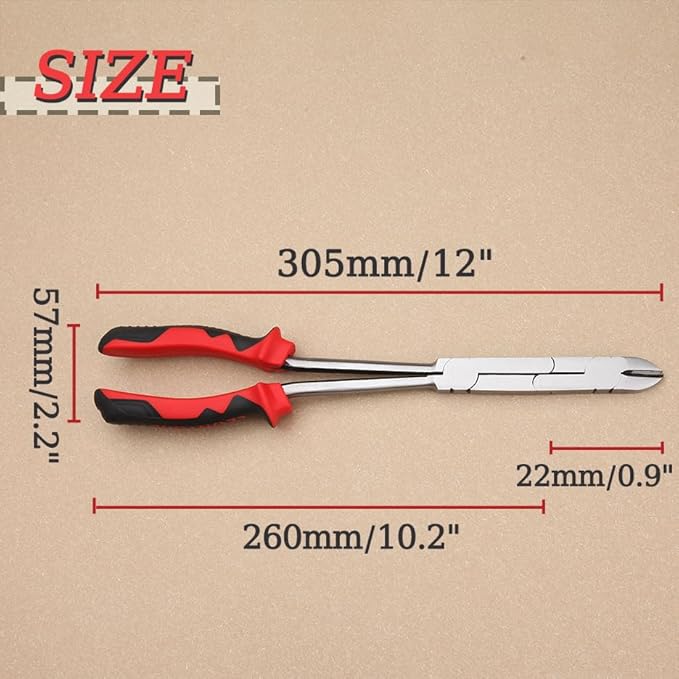 Long Reach XL Dual Pivot Wire Cutting Pliers Double-Joint Side Cutters Extra Long Reach Compound Action Cutting Pliers Diagonal Cutters for Hard to Reach Narrow Spaces