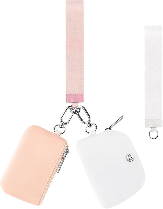 Babysun Mini Zip Around Dual Pouch Wristlet With 2 Straps Wristlet Keychain Wallet for Women Coin Purse Small Cute for Teen Girl