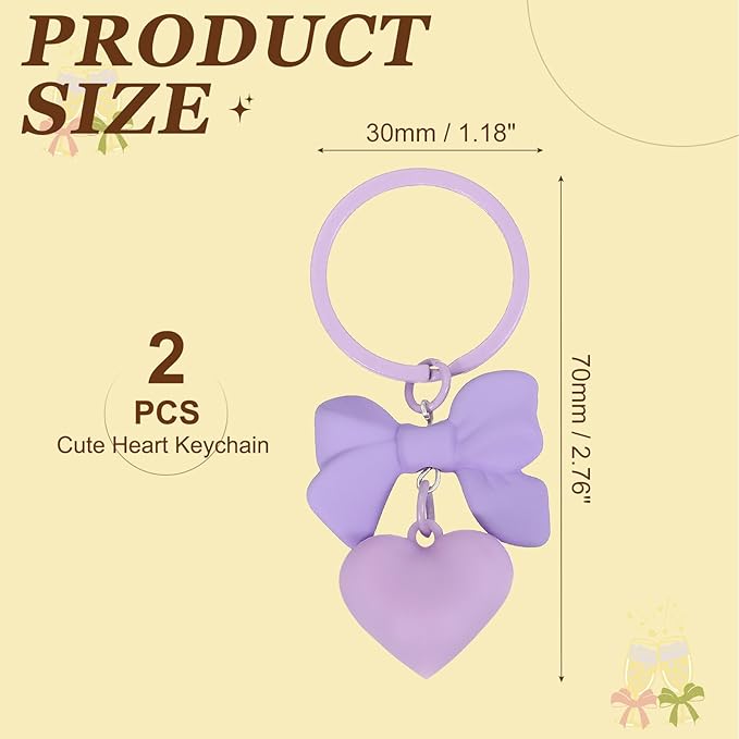 PATIKIL Cute Heart Keychain for Women, Bow Heart Purse Charm Bag Charm Accessories for Handbag Car Purse Backpack Wallet