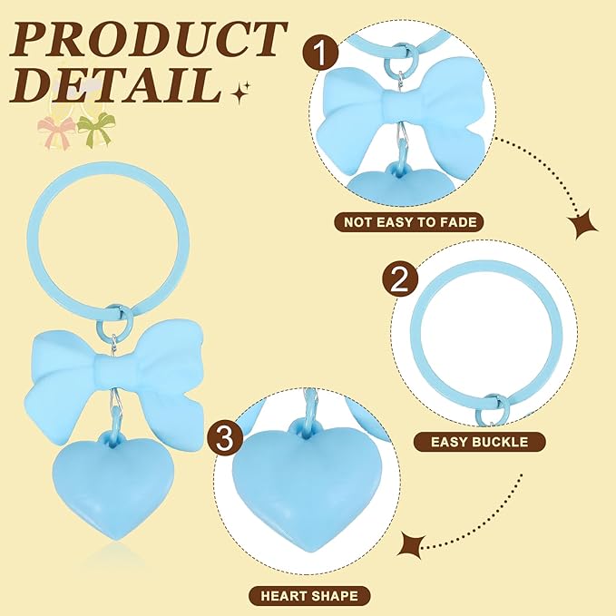 PATIKIL Cute Heart Keychain for Women, Bow Heart Purse Charm Bag Charm Accessories for Handbag Car Purse Backpack Wallet
