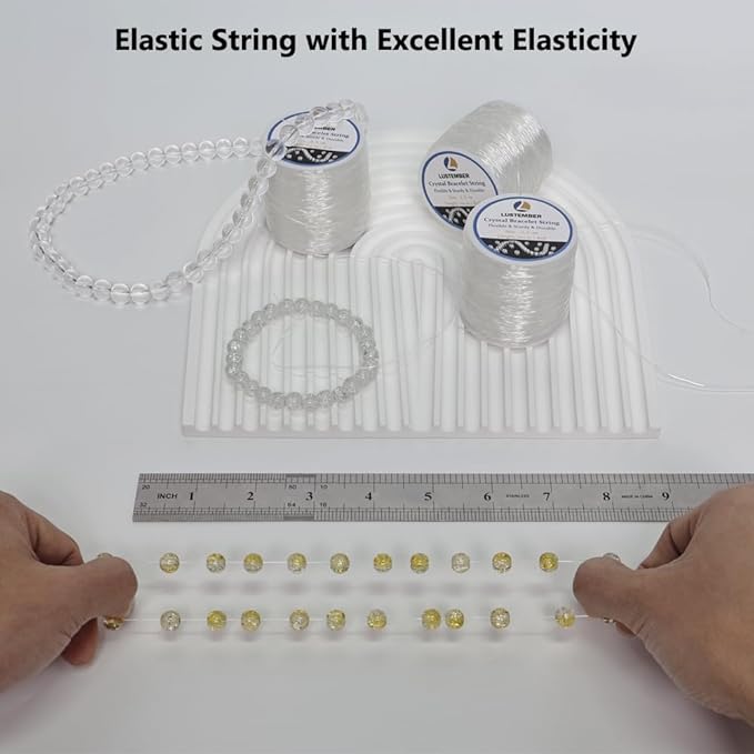 0.8 mm Stretchy Bracelet String, 3 Rolls Durable Elastic String, Clear Bead Cord for Bracelets, Necklaces, Beading, and Jewelry Making (300 m)