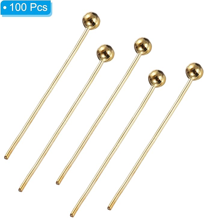 PATIKIL 100Pcs Rose Gold Ball Head Pins Jewelry Making 24 Gauge 18mm Wire Head Pins Brass Round Ball Head Pins Metal End Head Pins for DIY Craft Necklaces Bracelets Earrings