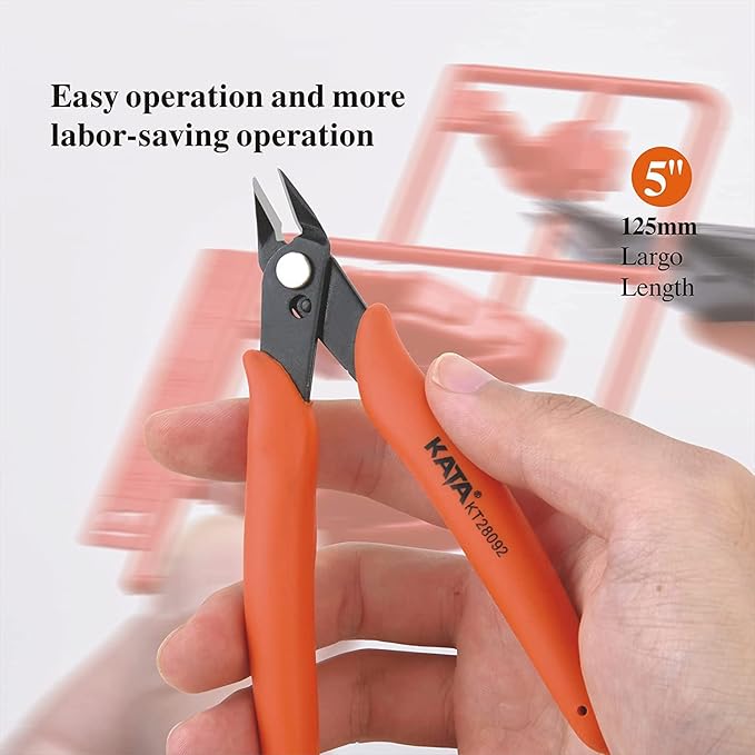 KATA Micro Wire Cutters Pliers: Precision Flush Cutter Tool for Jewelry Making, Hobby Models, Gundam, Electronics - 2-Pack Small Zip Tie Cutter Nippers - Mini Side Cutting Snips with Ergonomic Handle