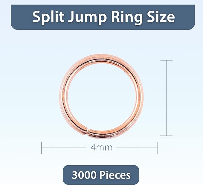 Mandala Crafts Assorted Rose Gold Color Jump Rings Jewelry Findings Metal O Rings for Jewelry Making Supplies - 3000 4mm Small Open Jump Rings Kit for Necklace Earring