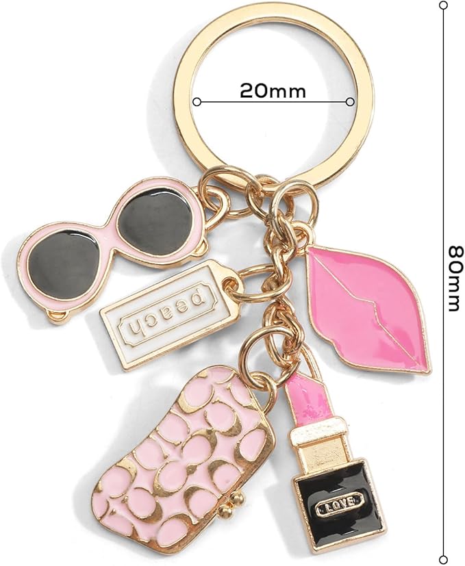 Trendy Keychain Lipstick Keychain Cute Bag Charm Lip Gloss Charms Designer Keychains for Women Birthday Christmas