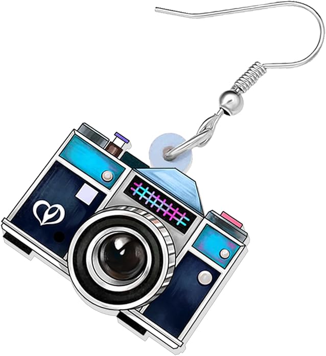 Acrylic Camera Earrings 80s 90s Camcorder Vintage Dangle Lightweight Jewelry Retro Digital Photography For Women Charm Gifts