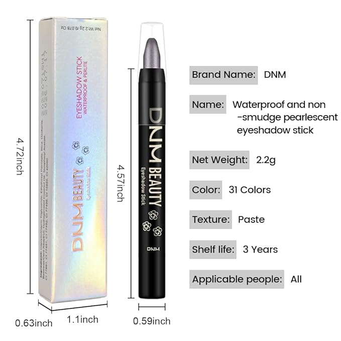 Grey Shimmer Cream Eye Shadow Stick Makeup for Women, Grey Shimmer Eyeliner Pencil Eyeshadow Brightener Stick for Eyes, Waterproof Eyeshadow Applicator Blendable, sombras para ojos 58#